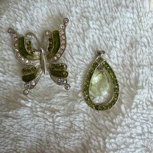Elegant Green Butterfly and Teardrop Jewelry Set